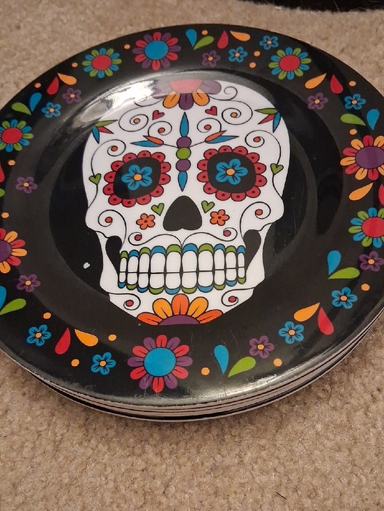 Other - Sugar Skull Decorative 5 Plate - Colorful Floral Day of the Dead Design